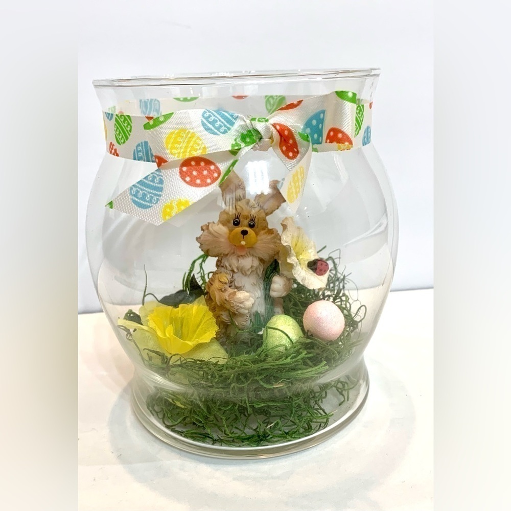 OOAK Easter Bunny Glass Spring Decor